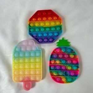 Fidget Popit Glow Popsicle, Pineapple and Glitter Hexagon
